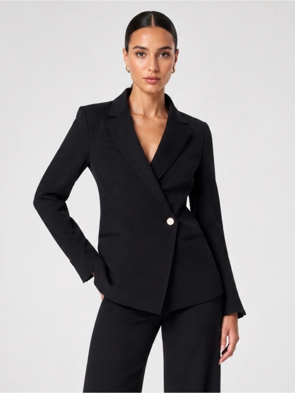 Spanx The Perfect Asymmetrical Knit Pointe Blazer Black